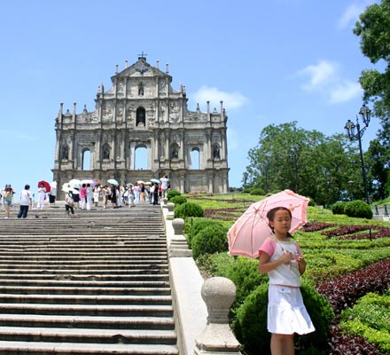 St Paul's facade, a popular starting point for Macau walks