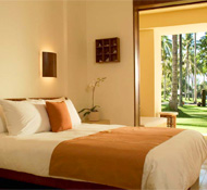 Rooms at the Alila Manggis are rustic chic