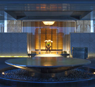 Contemporary lobby, design elements at this top Jakarta business hotel
