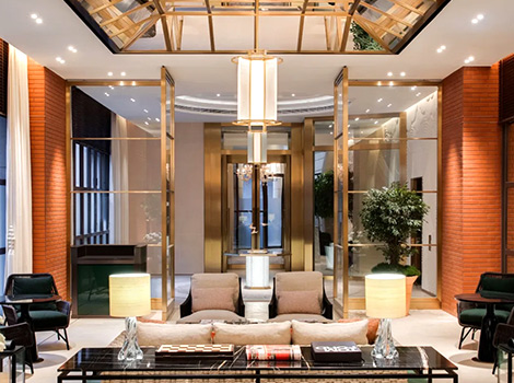 An elegant Salon is the focal point at Langham Place Hong Kong with its unique French accents by Pierre-Yves Rochon