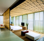 Design flourishes are  evident in the living spaces of this Beijing luxury hotel