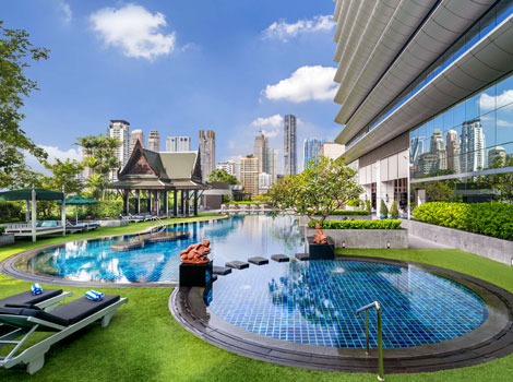 One of the best Bangkok conference hotels, a prime meeting space looks onto the sunny pool