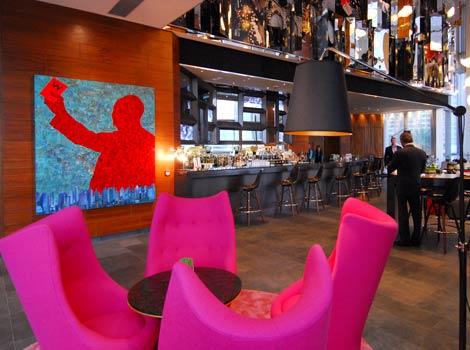 Funky art and bright colour creates a hip ambience at the W Hong Kong