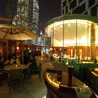 Canopied cabana's at Langham Xintiandi's XTD Elevated