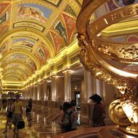 Macau child-friendly facilities, busy Venetian lobby