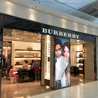 Duty free shopping at Bangkok Airport Suvarnabhumi, Burberry store and major designer brands