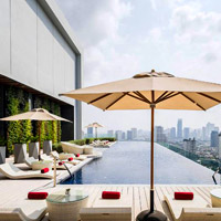 Avani Riverside Bangkok rooftop pool with a view