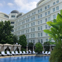 Best Saigon business hotels, Park Hyatt new-look swimming pool podium with lounging cabanas