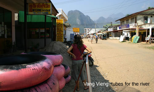 Vang Vieng: tubes for the river / photo: Vijay Verghese