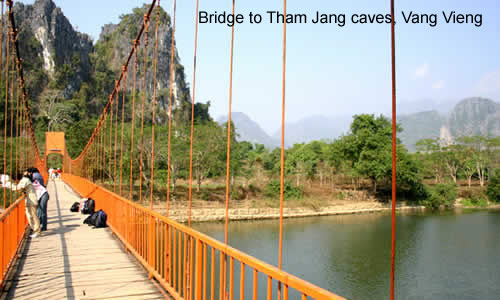 Bridge to Tham Jang caves, Vang Vieng / photo: Vijay Verghese