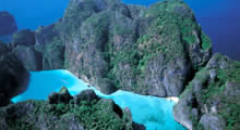 Limestone hills in the sea