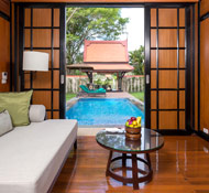 Lagoon Pool Villa, woody textures and pool views
