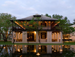 Restaurant overlooking water features