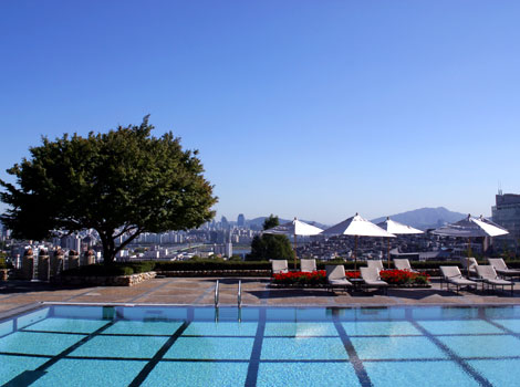 Enjoy sweeping river views from the pool deck