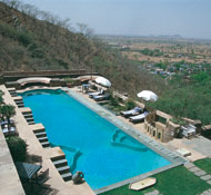 Outdoor pool at Neemrana palace hotel