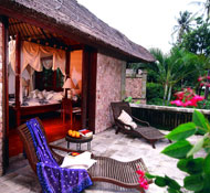Sunny pool at Raffles, a top Angkor heritage hotel