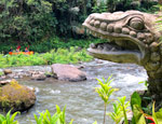 Intricate statues watch over river rafters