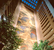 Chinese silk painting at Island Shangri-La, one of the best Hong Kong business hotels