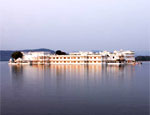 Taj Lake Palace seemingly floats atop Lake Pichola