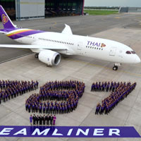 THAI's B787 offers 264 seats with 3-3-3 in economy