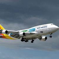 Air Pacific operates B747s Fiji-Hong Kong