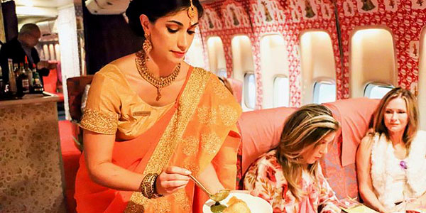 Saree-clad Air India air-hostess in the 1970s - service at its peak
