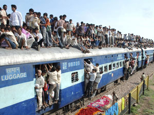 Packed Indian train - forget knee room