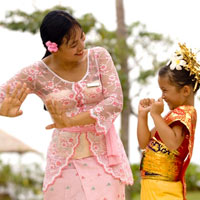 Balinese dance, at child-friendly resort Conrad Bali, family friendly stays