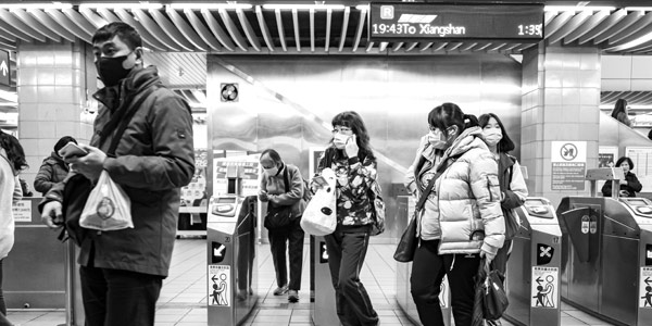 Covid-19 hotel and airline responses in Asia - Taipei commuters mask up for trains