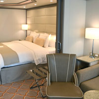 Silver Muse contemporary suite with balcony, champagne and BVLGARI toiletries