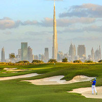 Golfing in Dubai at Dubai Hills Golf Course