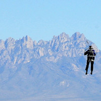 Rocketman in flight, jetpacks