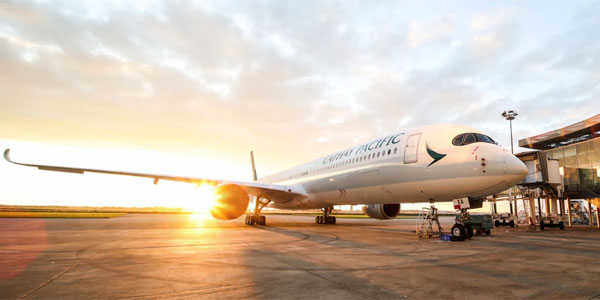 Cathay Pacific A350-1000 on the apron at Hong Kong International Airport