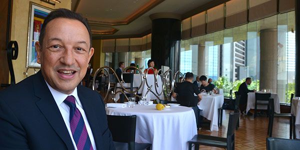 Richard Greaves, GM of the Grand Hyatt Hong Kong, at Grissini, an upscale Italian restaurant