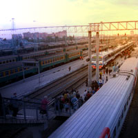 Trans Siberian train stop at Novosibirisk