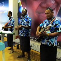 Welcome serenade at Fiji airport