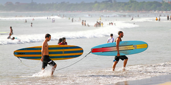 Surfers on Kuta Beach