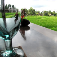 Tanah Gajah up in Ubud floats on rice fields