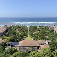 The Ritz-Carlton Bali is set cliff-edge and requires lifts and buggies to get around