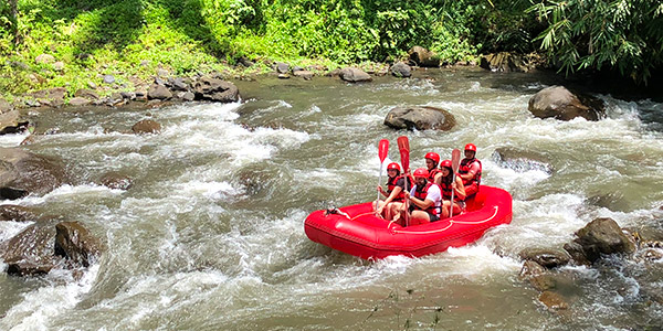 Bali whitewater rafting adventure along the gentle Ayung River, Ubud