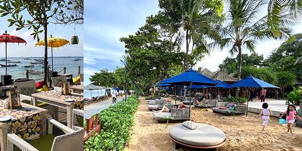 Bali fun guide for children and families - Sanur Beach is a safe option for kids with seafront cafes and space to play