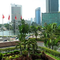 Jakarta business hotels, Grand Hyatt view from Fountain Lounge