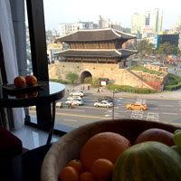 Dongdaemun East Gate view from room at JW Marriott