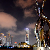 Striking art abounds in Central Park, with NEATT in background