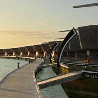 Cocoa Island's fantasy dhoni boat-style villas
