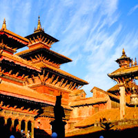 Old city architecture and temple spires