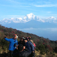 Selfies in front of the Annapurna-Dhaulagiri ranges