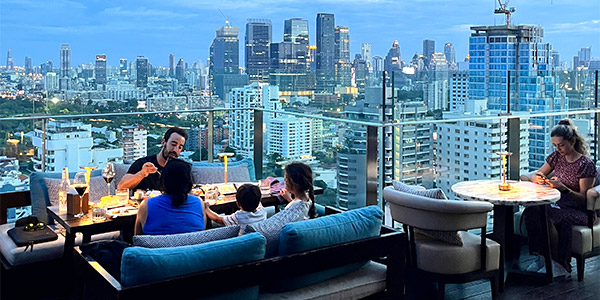 The Hyatt Regency Bangkok Spectrum rooftop bar offers stunning views and swinging music