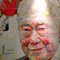 Lee Kuan Yew portrait at Raffles City art gallery