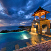 Krabi luxury resorts, Pimalai pool catches the sunset reflections